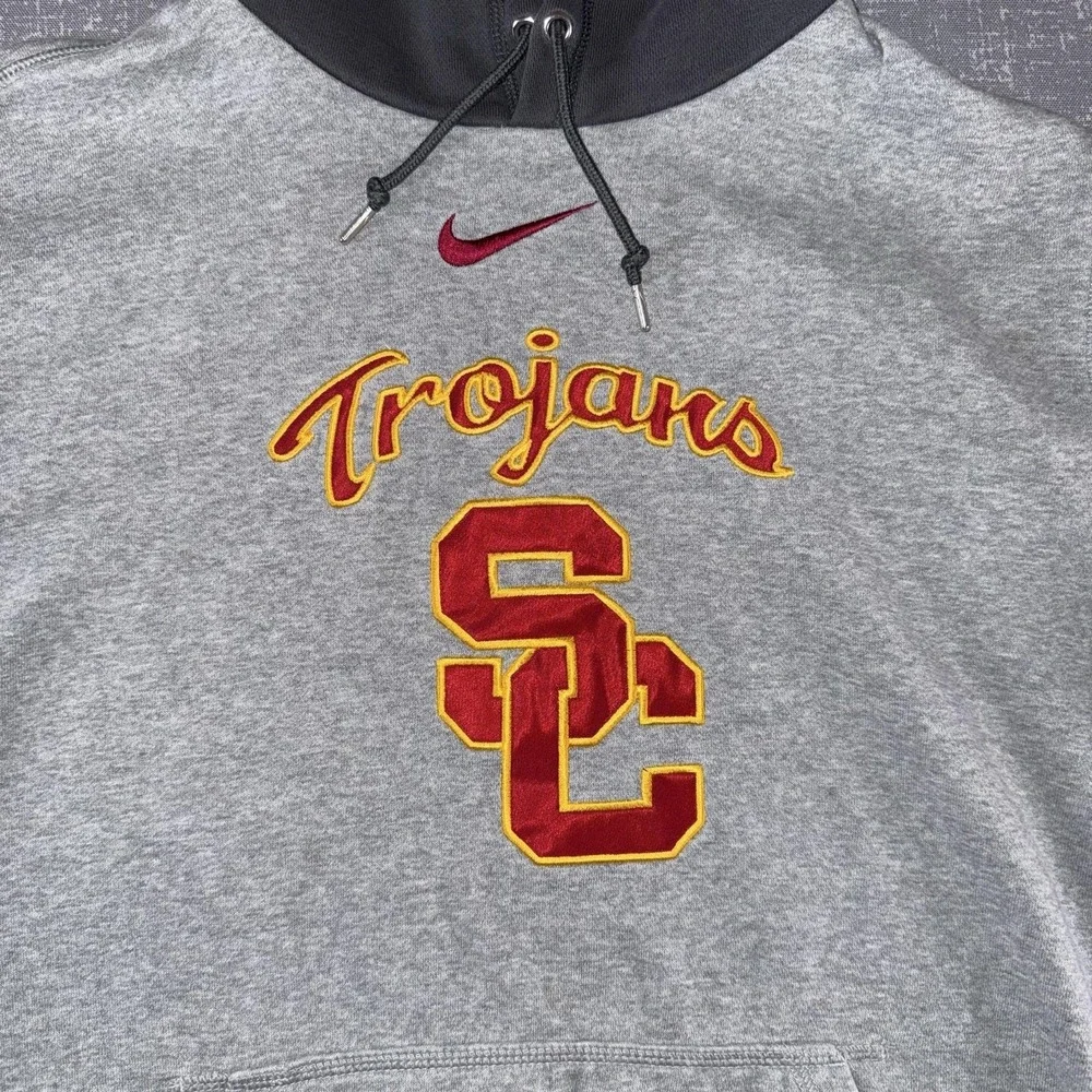 USC Trojans Hoodie Sweatshirt Mens XL Gray NCAA Football Nike Short Sleeve
